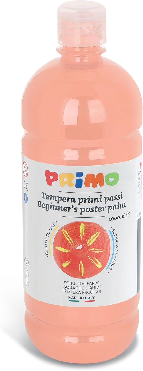 PRIMO School Paint Tempera Paint for Children, 1000 ml Bottle with Dosing Cap, Painting, Crafts, Large Choice of Colours, Ready to Use for School and Home (Cyan Blue), Light Blue