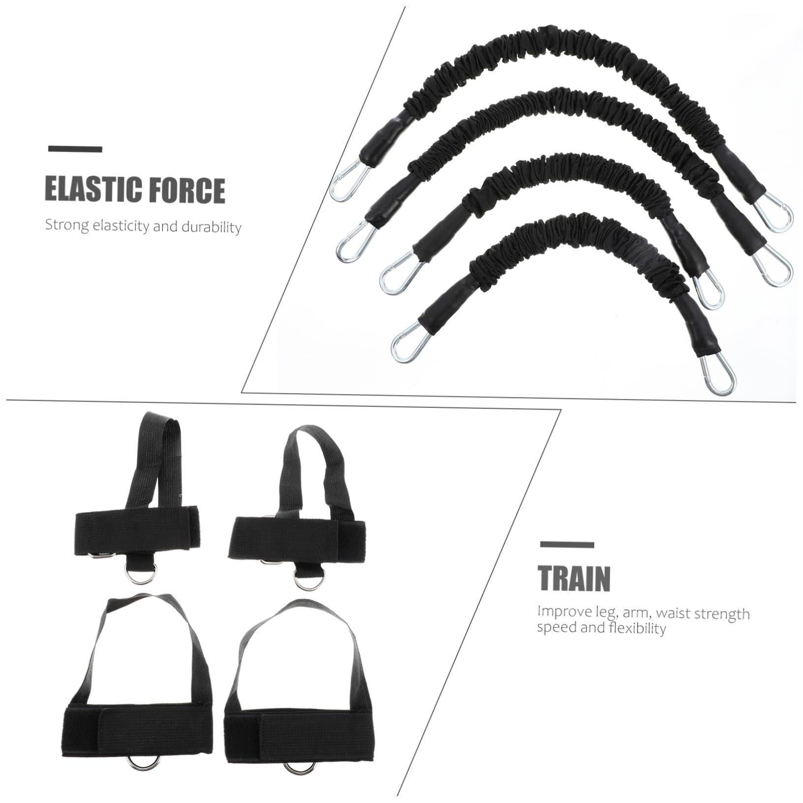 Fascia di Resistenza per Allenamento Muscolare 20lbs | Nero, Panno Oxford e Corda in Lattice, per Esercizi Piedi e Forza Braccia, Alta Resistenza
