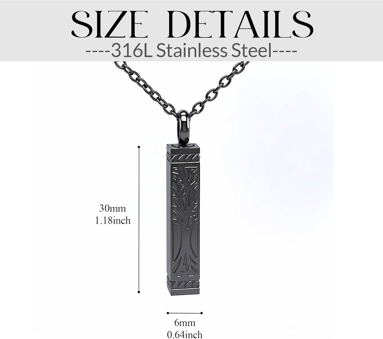 Tree of Life Urn Necklace for Ashes Cylinder Bar Cremation Jewelry Urn Pendant Memorial Necklace Keepsake Jewelry for Women Men - Forever in my heart - Image 2