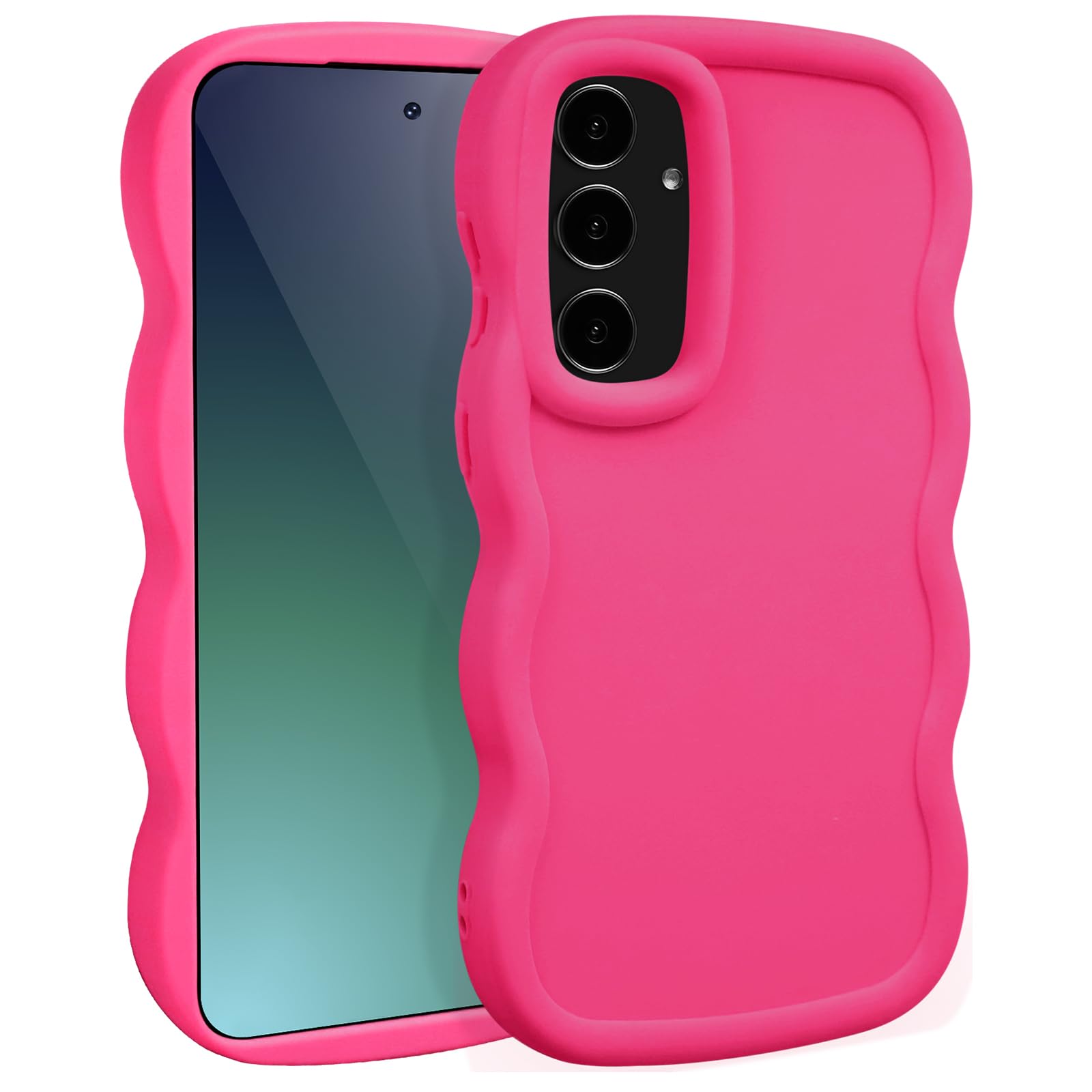 HMSSIQI Wave Case for Samsung Galaxy S24 FE 5G (Not for S24), Cute Curly Wavy Frame TPU Back Cover for Girls Women, Silky Touch Soft Phone Case