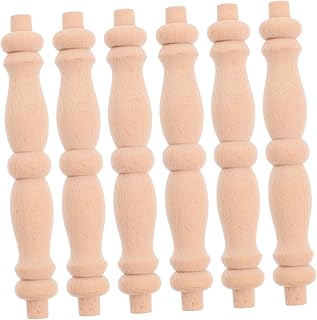6pcs Unfinished Wood Spindles Decorative Wooden Baluster Spindles for Crafts for Furniture Restoration and Home Decor Unpainted Wood Cutout Columns