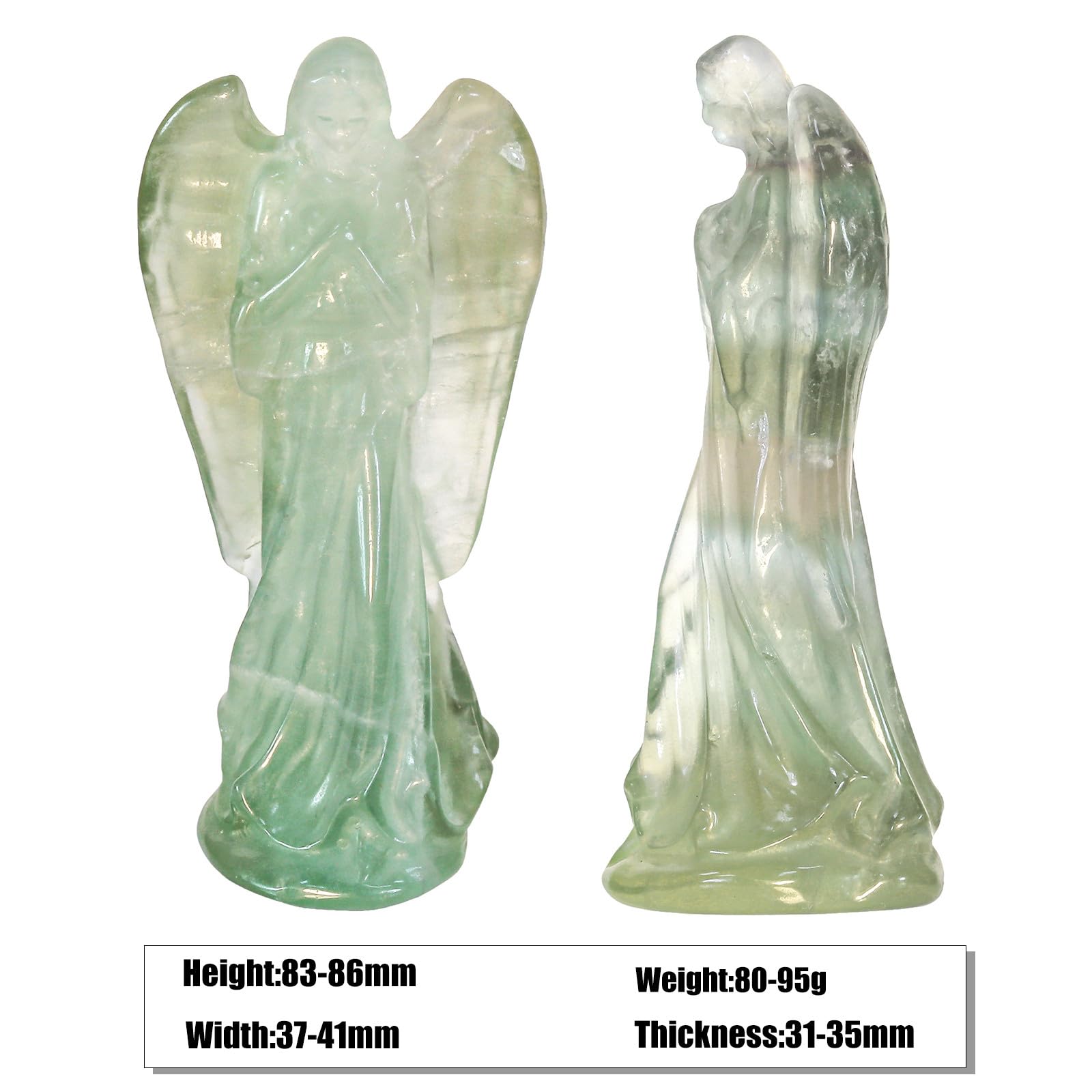Nupuyai 3.3" Fluorite Crystal Angel Statue - Image 2