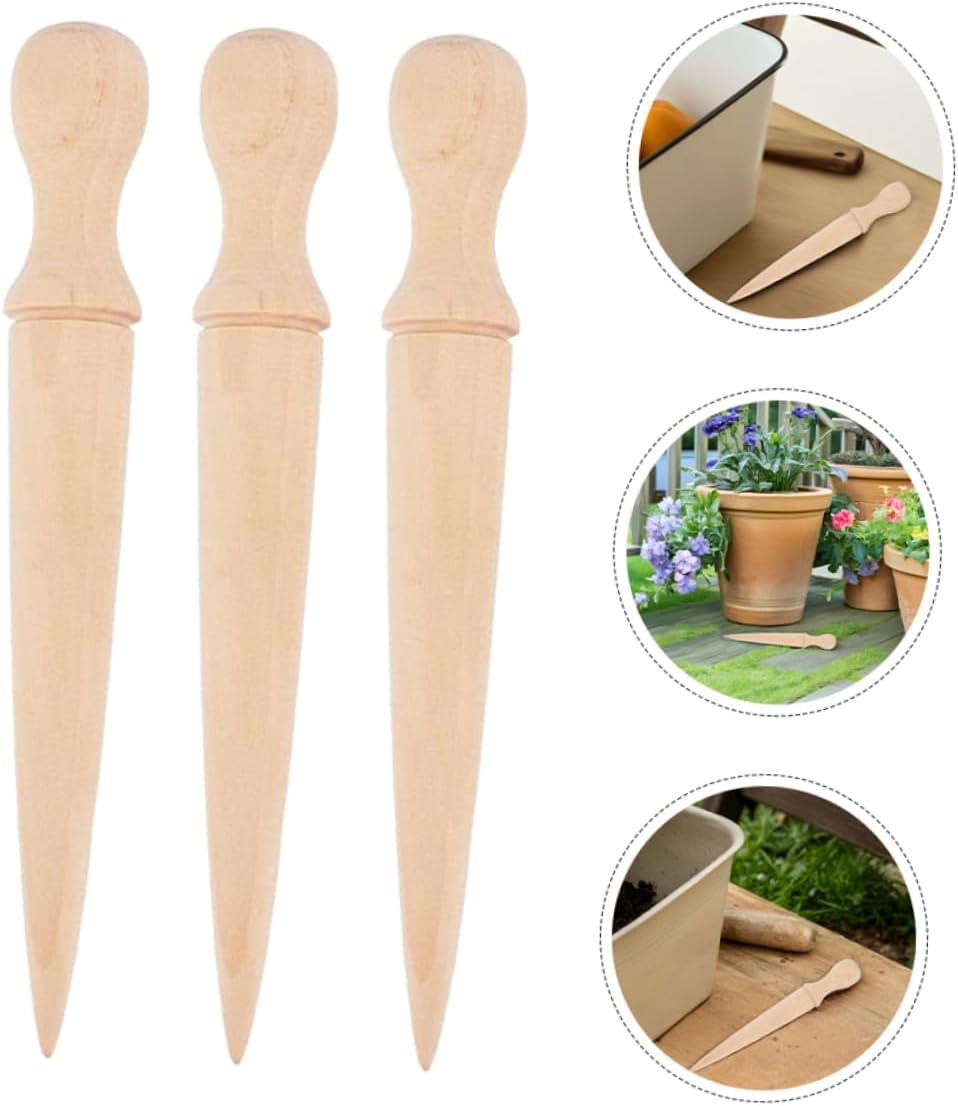 6pcs Garden Hole Puncher with Ergonomic Wooden Handle Versatile Gardening Tool for Planting Digging and Sowing Durable and Reliable Garden Digger for All Your Gardening Needs