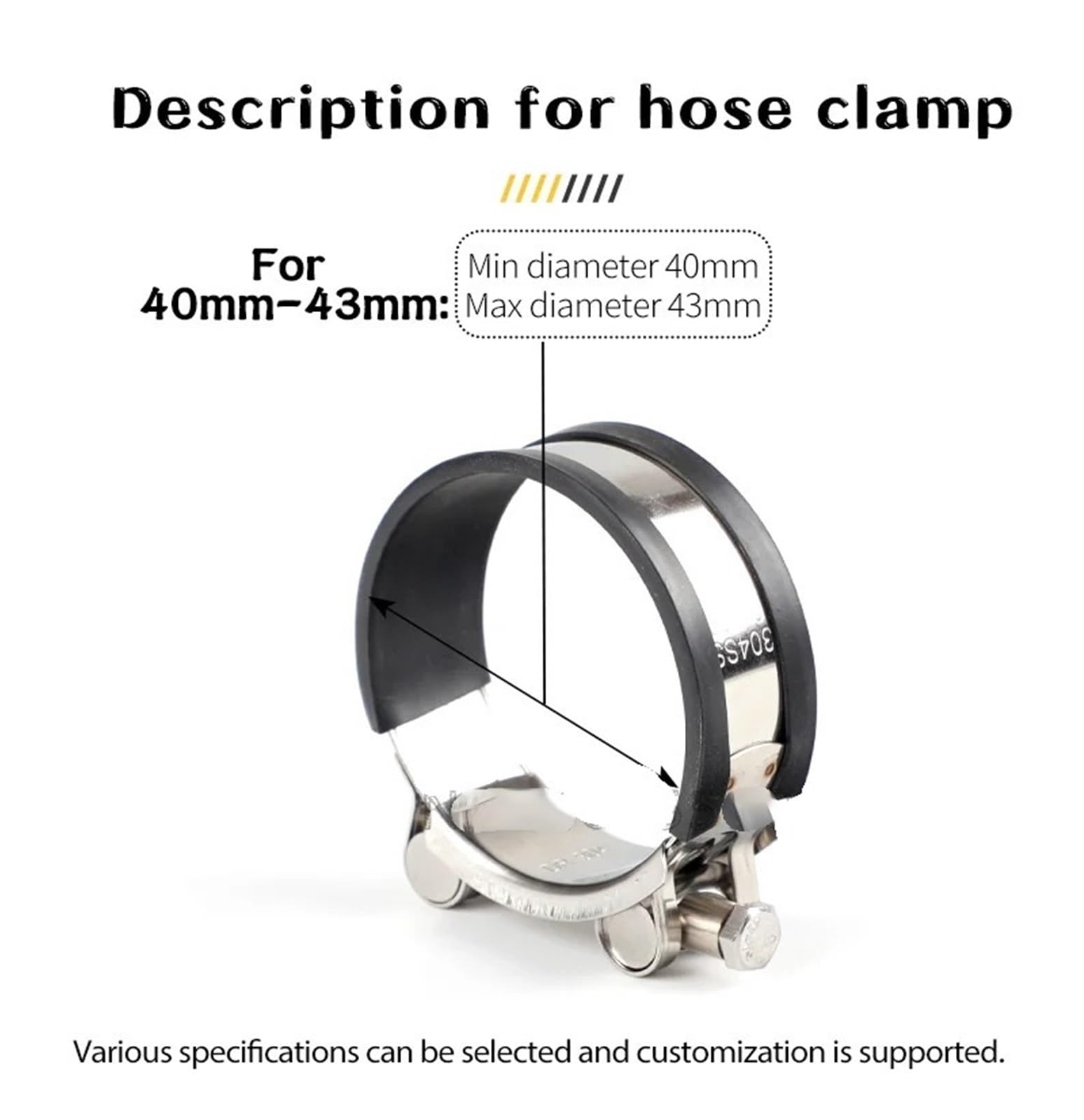 Abrazaderas de cable reforzadas con amortiguación de goma, abrazaderas circulares for mangueras de aire, agua y combustible, abrazaderas aisladas for tuberías de agua.(370mm-382mm(1pcs))