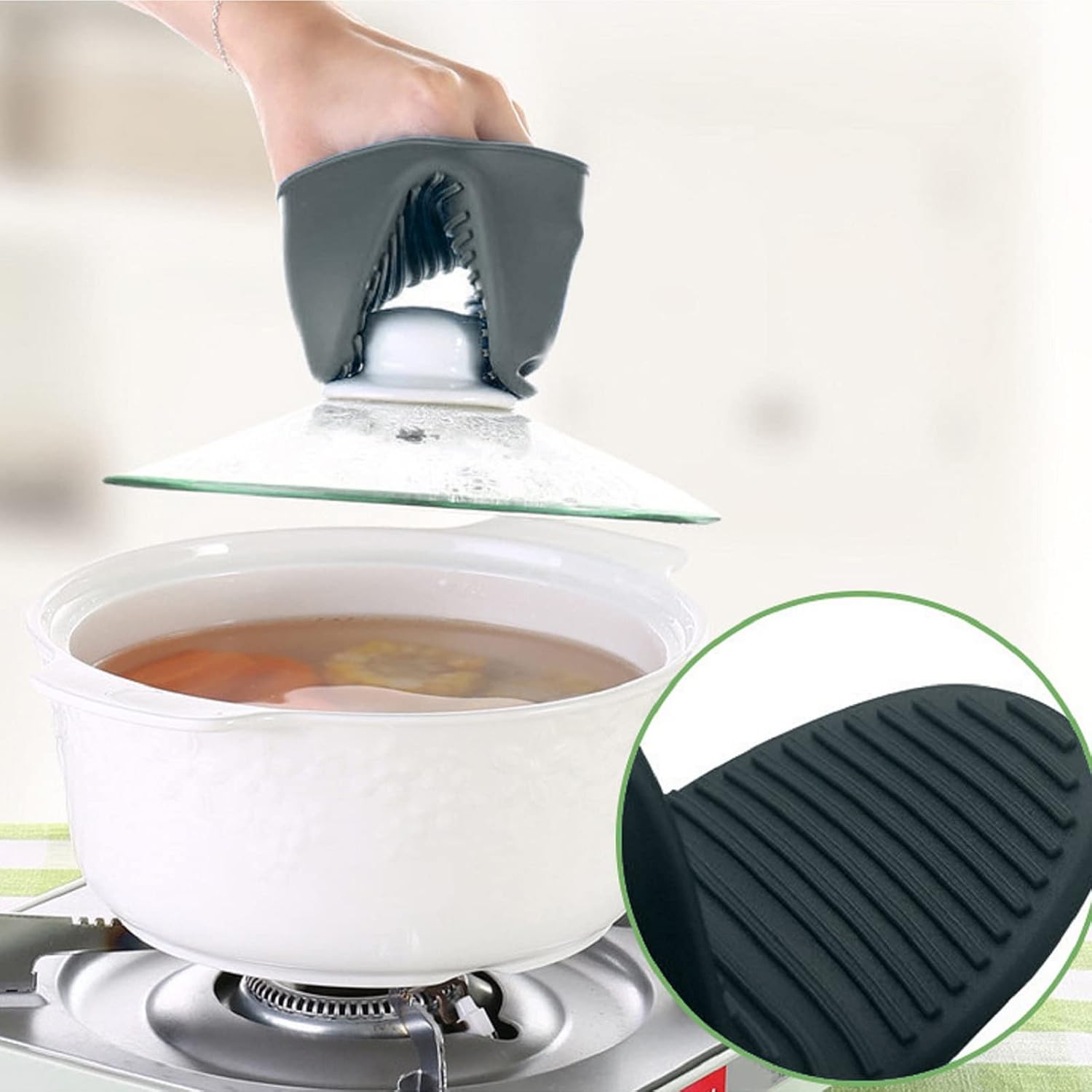 Oven Mitts and Pot Holders Sets 6pcs, Thick Cotton Oven Gloves High Heat Resistant 500℉with Extra Long Oven Mitts and Hot Pads Potholders with Non-Slip Silicone Surface for Cooking Baking - Image 8