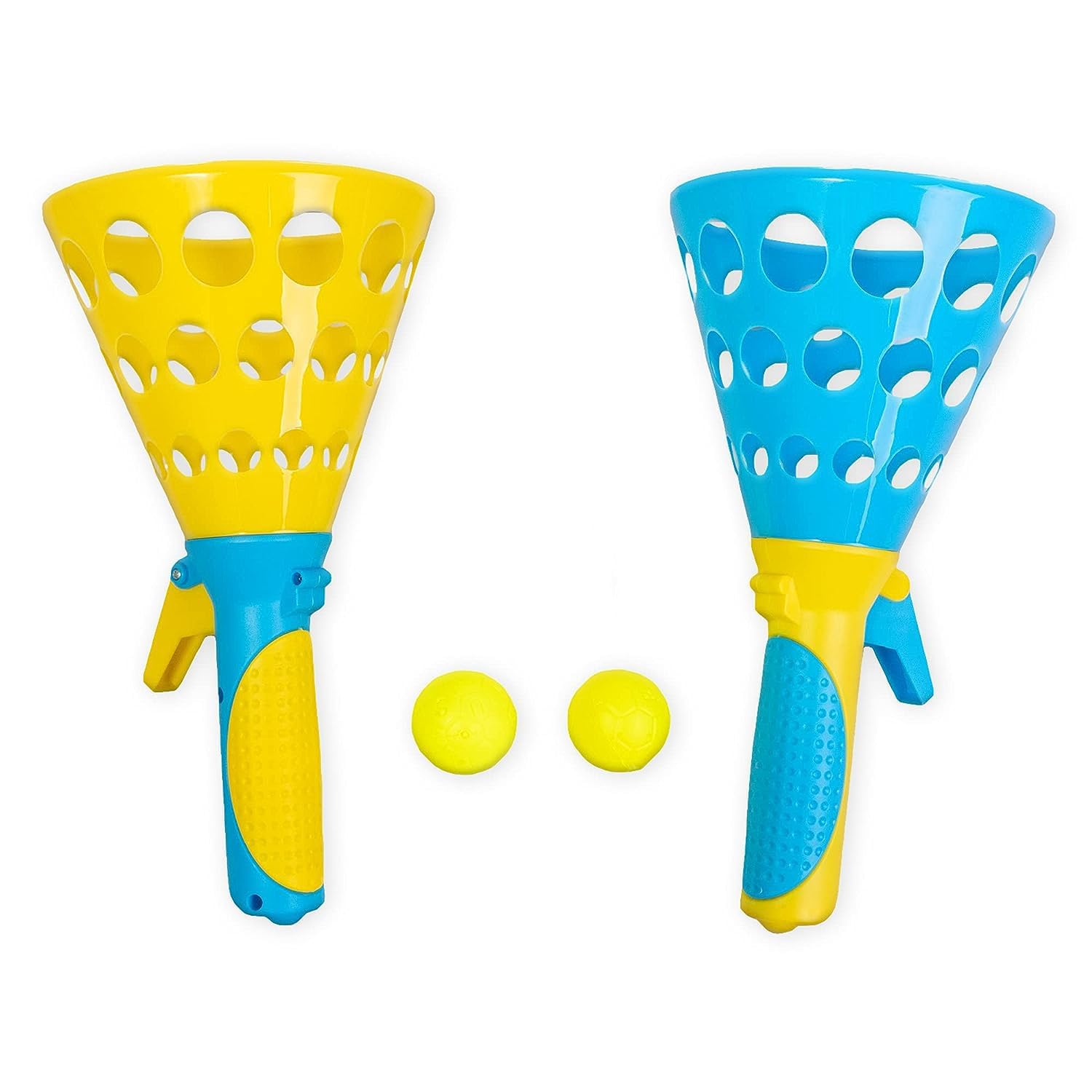 PANSHUB Pop and Catch Twin Ball Launcher Game Click & Catch Indoor Outdoor Toy Set for Kids & Adults (Assorted Colours)