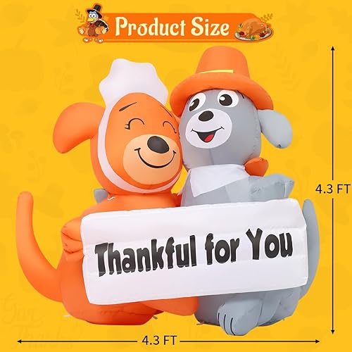 Miniatura 5 de COMIN Decoración inflable de patio inflable de Acción de Gracias de 4.3 pies para decoración de jardín al aire libre