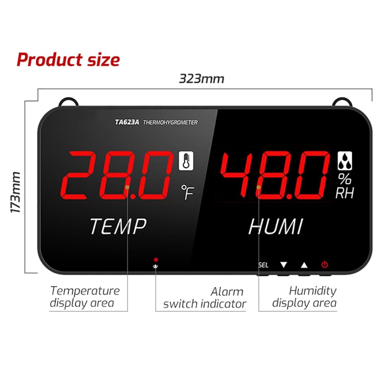 TsoLay Termoigrometro Digitale, Misuratore di Temperatura Intelligente -20℃-80℃ (-4℉-176℉) con Sonda Esterna da 5 M, Display Digitale a Tubo Singolo da 1,8", per Uso Agricolo Industriale
