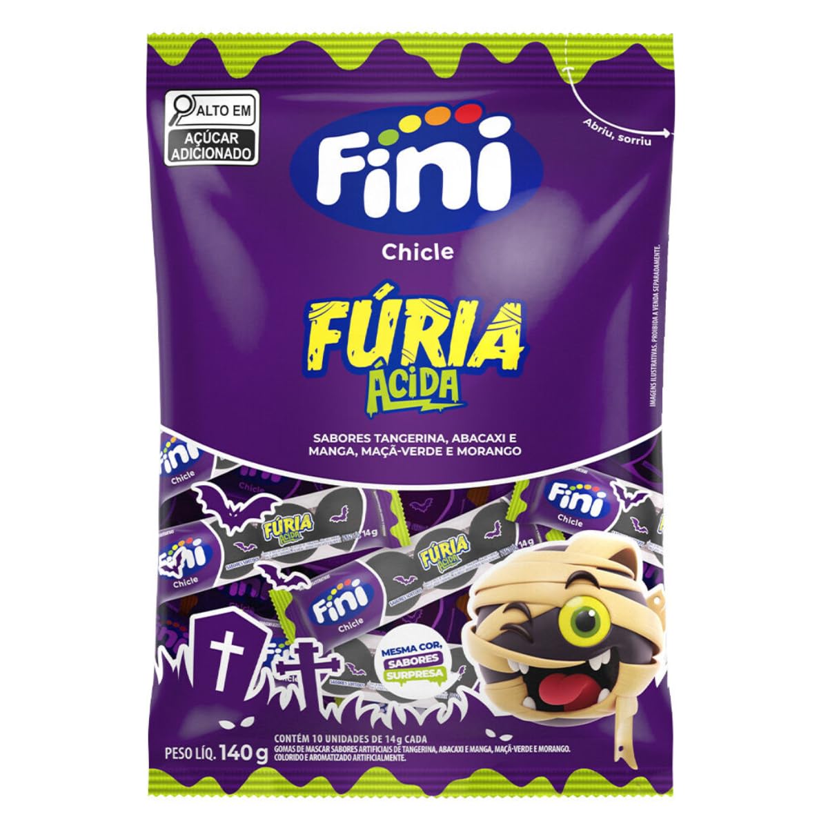 Chiclete Fini Fúria Ácida Sabores Surpresa 140g