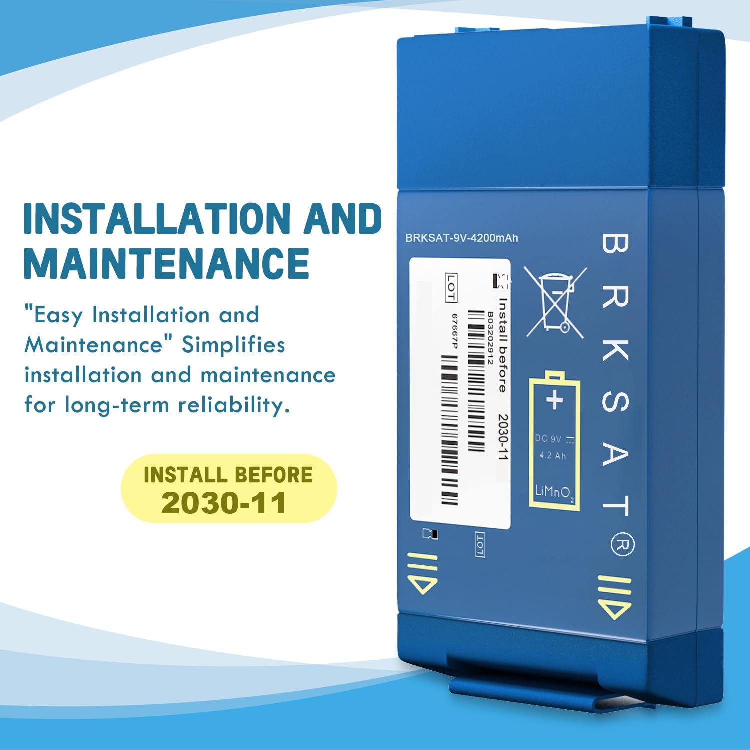 9V 4200mAh Battery for AED - Compatible with M5070A, M5066A, M5068A - Long Standby Life, Stable Power, Tool-Free Replacement - Image 2