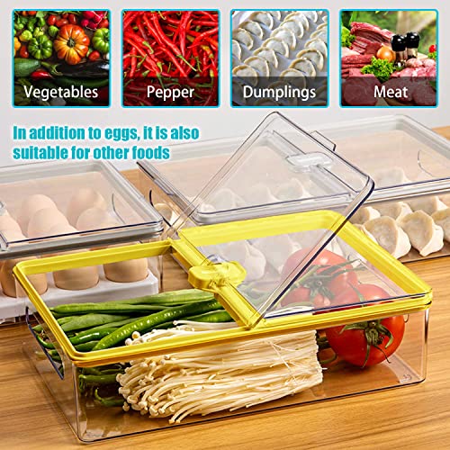 Egg Holder For Refrigerator 24 Grid Kitchen Clear Plastic Egg Container, Stackable Egg Tray With Detachable Dust-Proof Lid And Handle, Egg Storage Box For Food Preservation Freezer Pantry Camping #TOP2