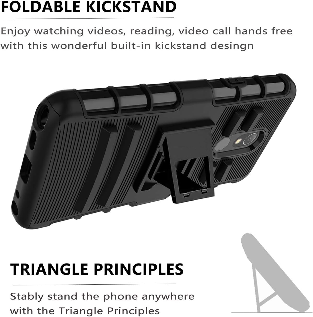 LG Stylo 5 Case with Tempered Glass Screen Protector,LG Stylo 5V Case,LG Stylo 5 Plus Cell Phone Case,Kickstand Dual Layer Heavy Duty Non Slip Shockproof Bumper Rugged Protective Cover Skin,Black