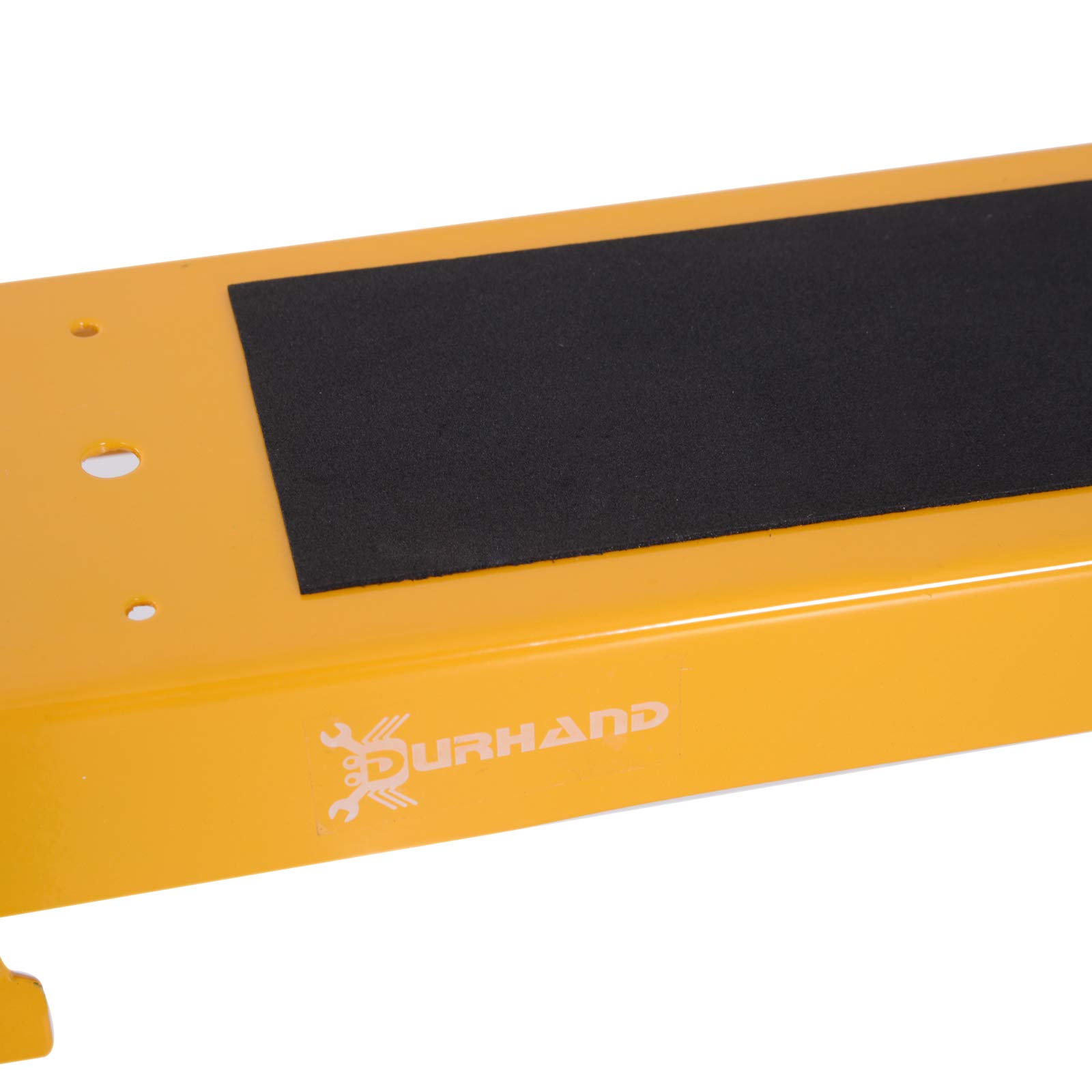 DURHAND Lot de 2 tréteaux Pliables compactes poignée Transport dim. 100L x 50l x 76H cm Surface antidérapante métal Noir Jaune