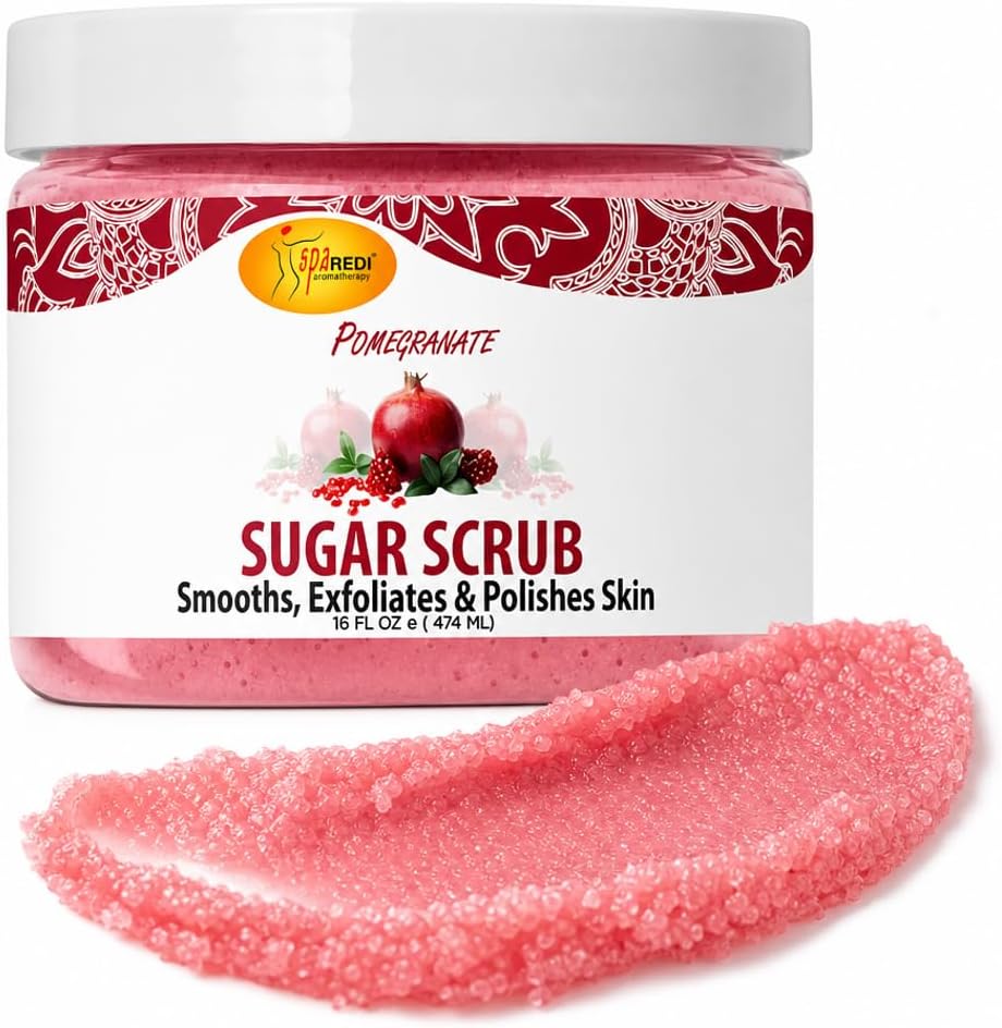 Pomegranate Glycolic Acid Body Scrub โ AHA Exfoliant & Callus Remover for Dry, Sensitive Skin | Paraben-Free, Sulfate-Free, Cruelty-Free | Made in USA | 16 oz