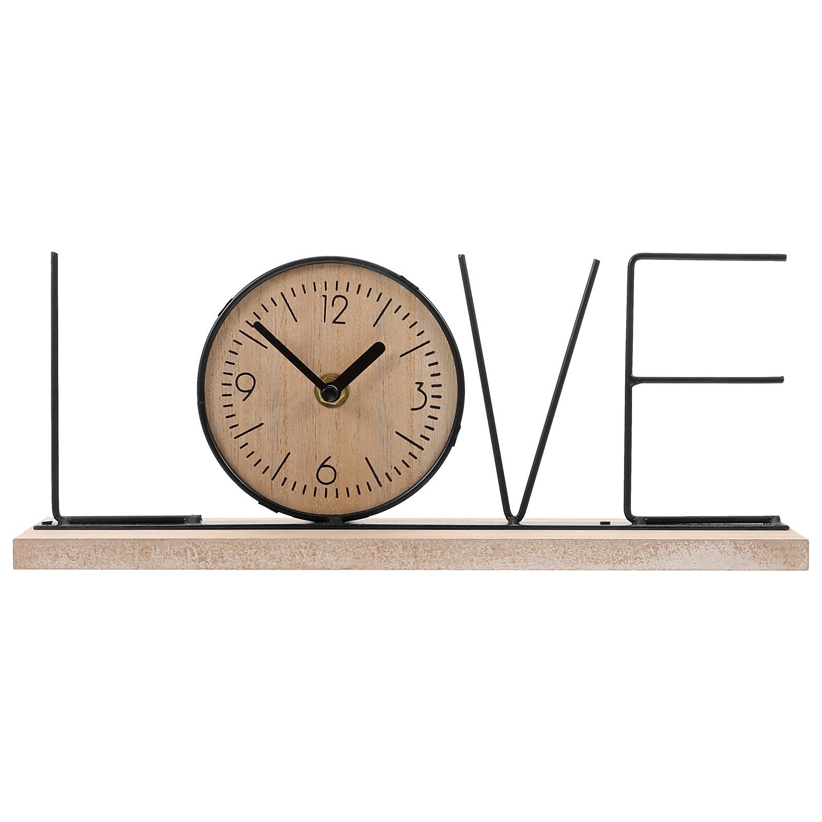 Reloj de mesa decorativo de madera y metal de 2 piezas legibles