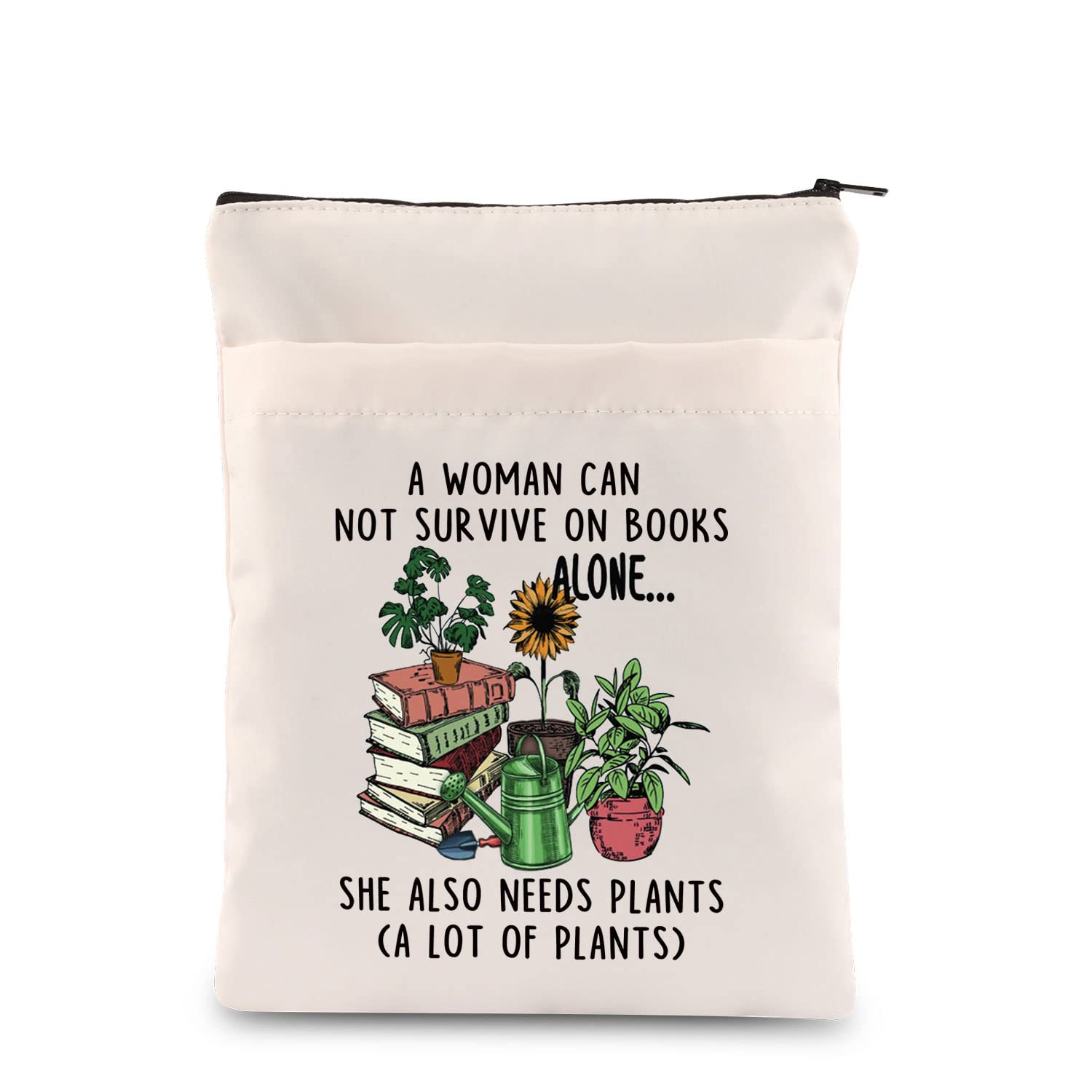 PLITI Book Lover Book Sleeve Gardener Gift A Woman Can Not Survive On Books Alone She Also Needs Plants Book Protector (Woman Needs Plants BS CA)