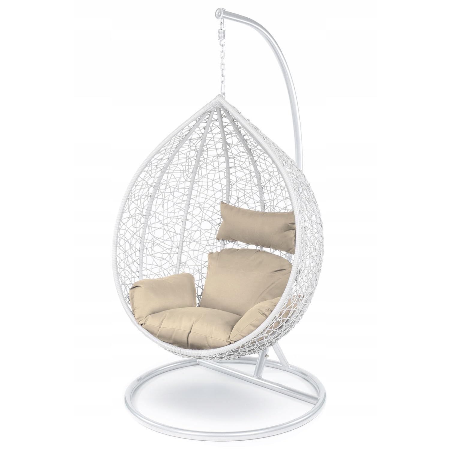 Ferocity Cojín de Silla de Hamaca, Colgante Huevo Cojines, Columpio Silla Cojín Respaldo con Almohada para la Cabeza, Cjín Impermeable, para Patio Jardín, Beige [114]