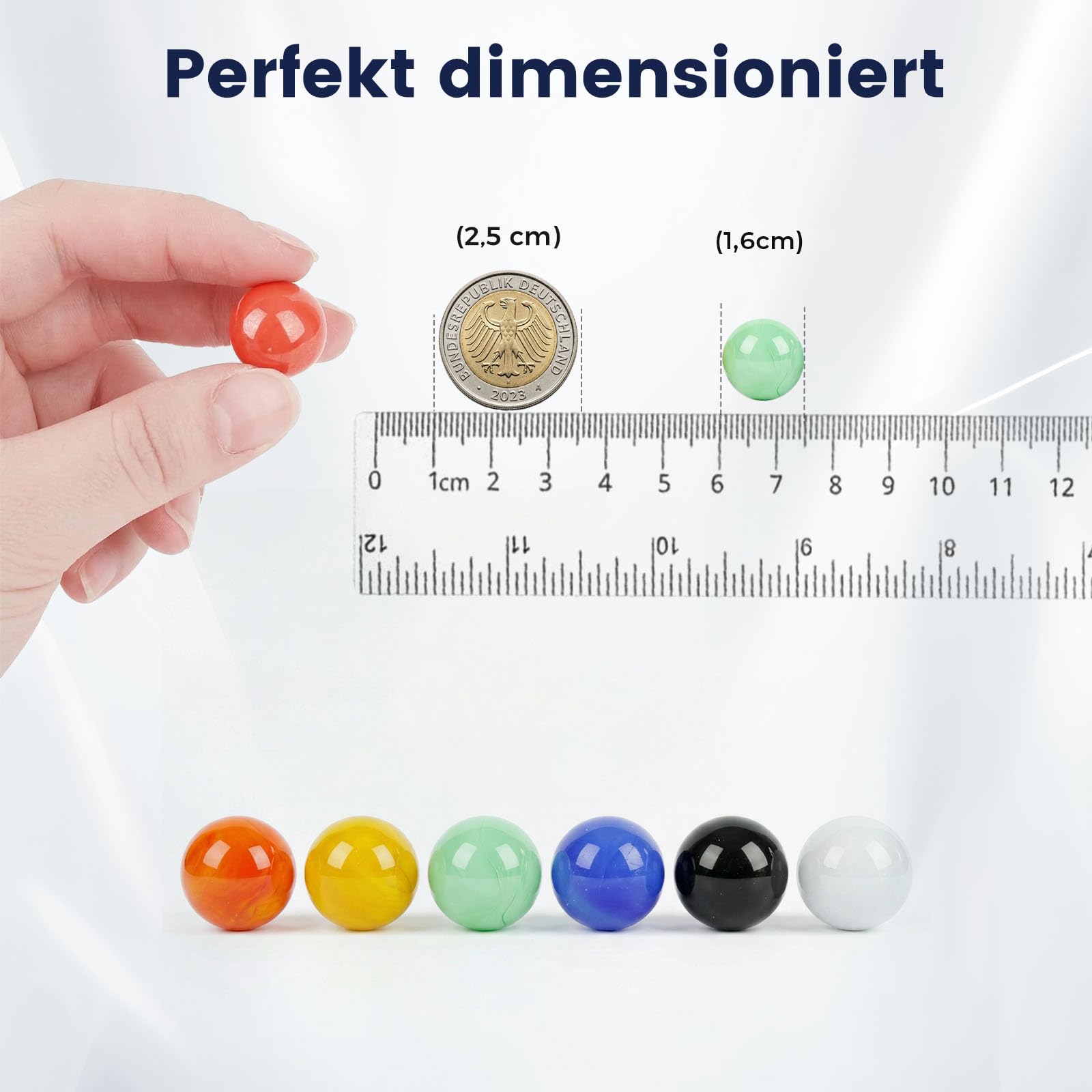 HAKACC 90 sztuk szklanych kulek, 1,6 cm, kolorowe kulki do zabawy w kształcie kulek chińskich (6 kolorów)