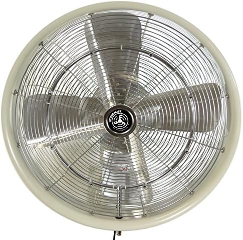 HydroMist F10-01-017 24" Shrouded Oscillating Misting Fan with Wall Mount, White, 8 Nozzles-1000 psi pump required