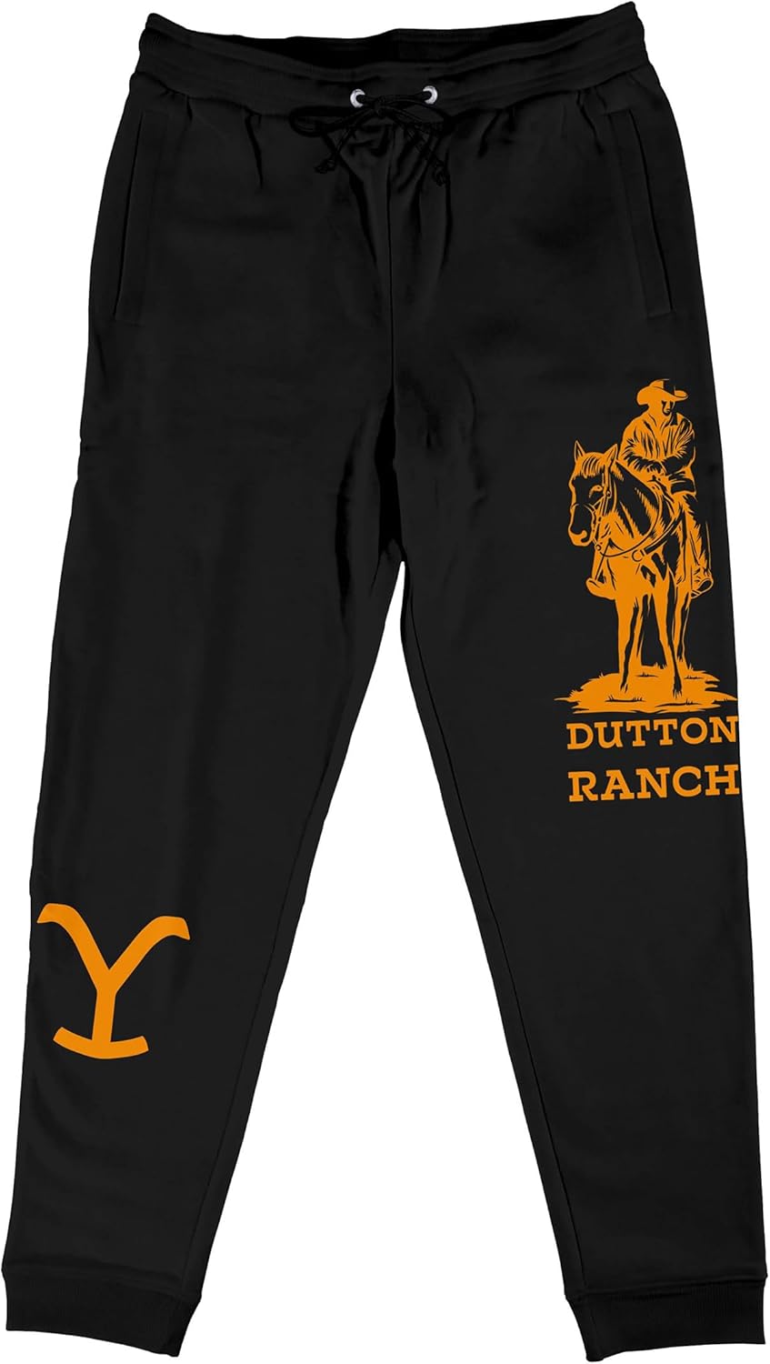 Bioworld Yellowstone Cowboy Graphic Unisex Adult Black Jogger Pants