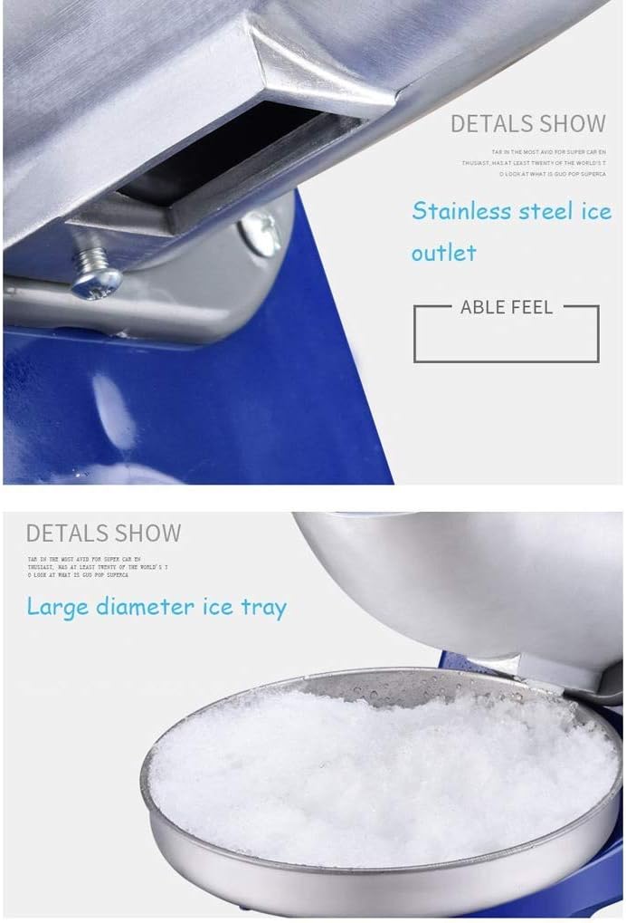 Commercial Ice Shaver Snow Cone Maker Ice Shaving Machine Tabletop Shaved Ice Crusher,