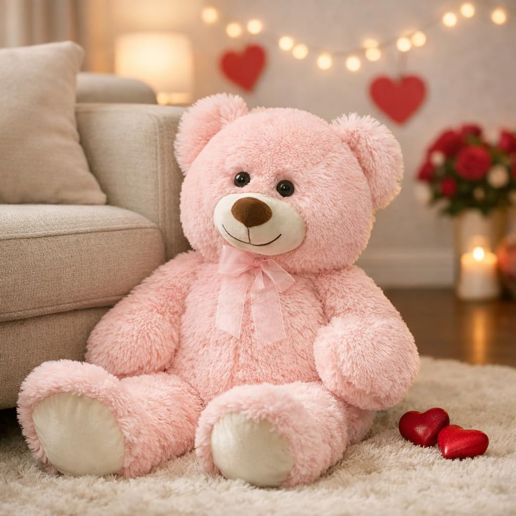 HollyHOME Big Teddy Bear Large Teddy Bear Stuffed Animal Birthday Valentines Day Plush for Kids and Girlfriend 36 inch Pink