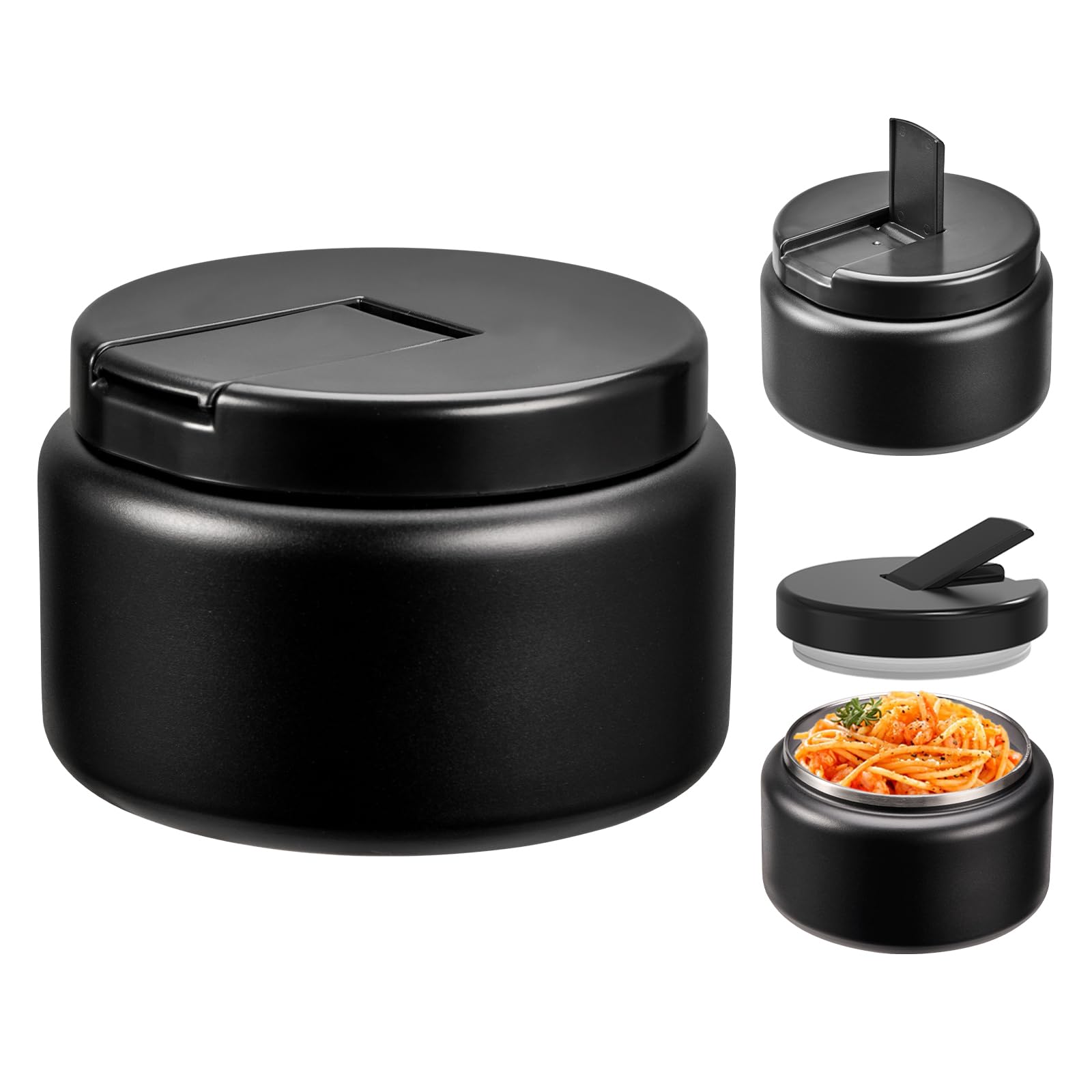 Reeple 13.5oz Kids Jar for Hot Food, Insulated Vacuum Food Jar with Buckle Lid, Stainless Steel Wide Mouth Leak Proof Insulated Lunch Container for