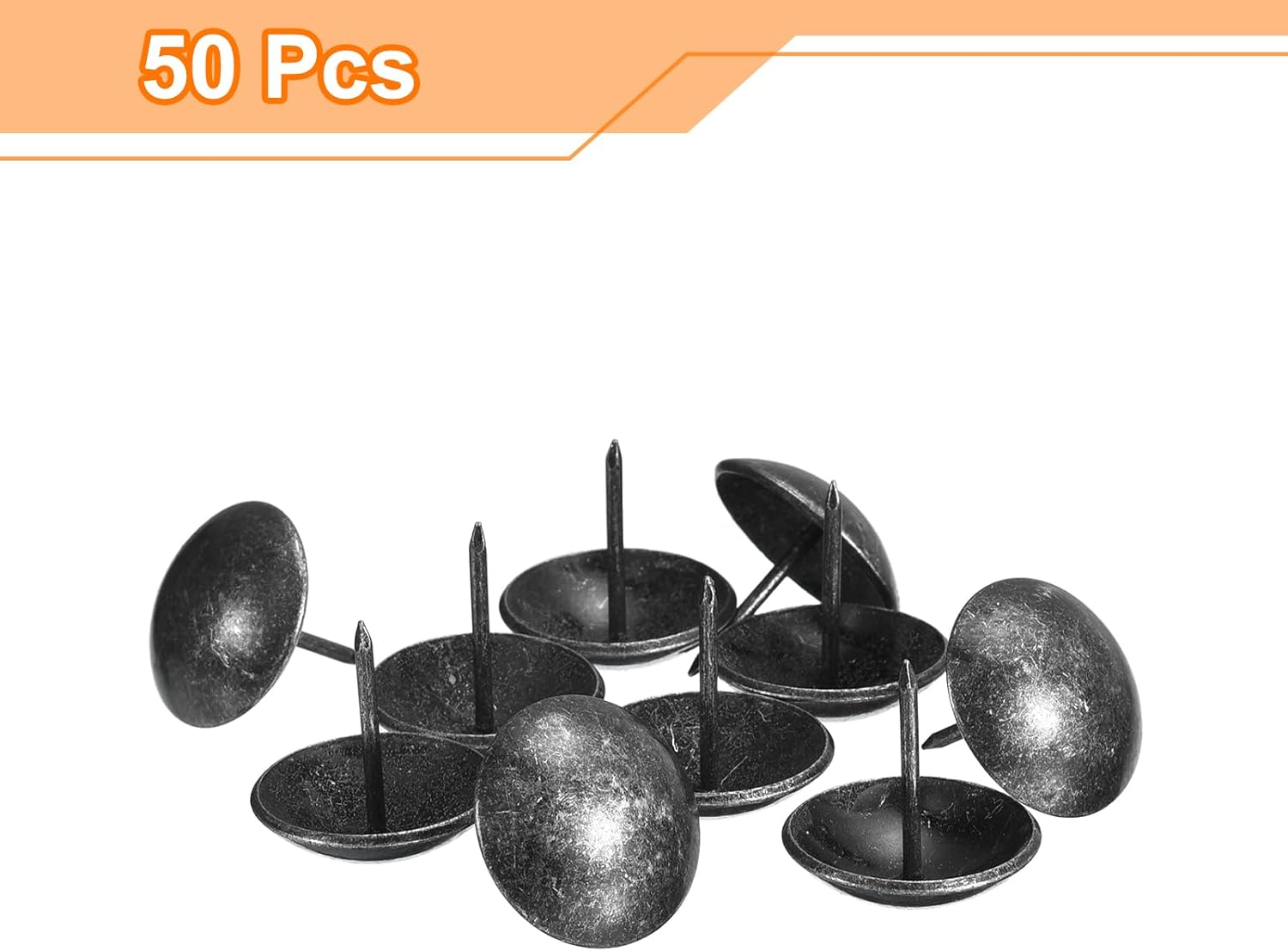 uxcell Upholstery Tacks Nail Pin Furniture, 50Pcs 25x25mm Thumb Tack Pins Assortment Kit Carbon Steel for Home Sofa DIY Decorative Nail Heads Nails, Retro Black