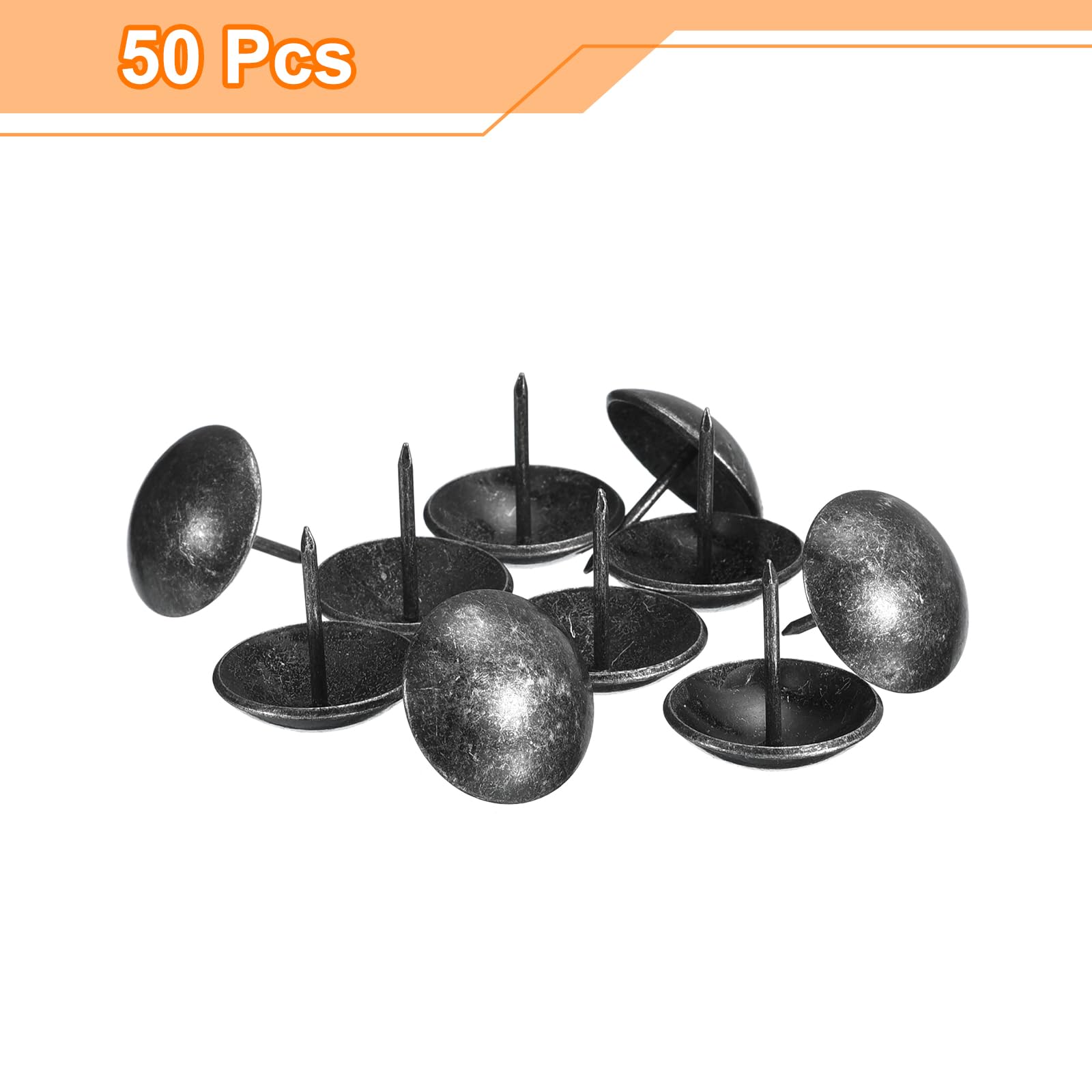 QUARKZMAN Polsternägel Möbel Nagel Stift 50 Stück Heftzwecken 25x25mm Reißzwecken Sortiment Kohlenstoffstahl Für Zuhause Sofa DIY Dekorative Nagelköpfe Nägel Retro Schwarz