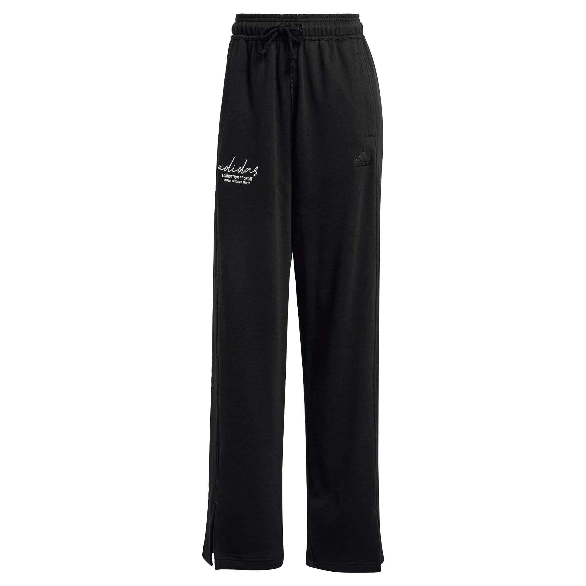 Adidas - Signature Graphic Embroidery French Terry Straight Leg Pant, Pantaloni Donna