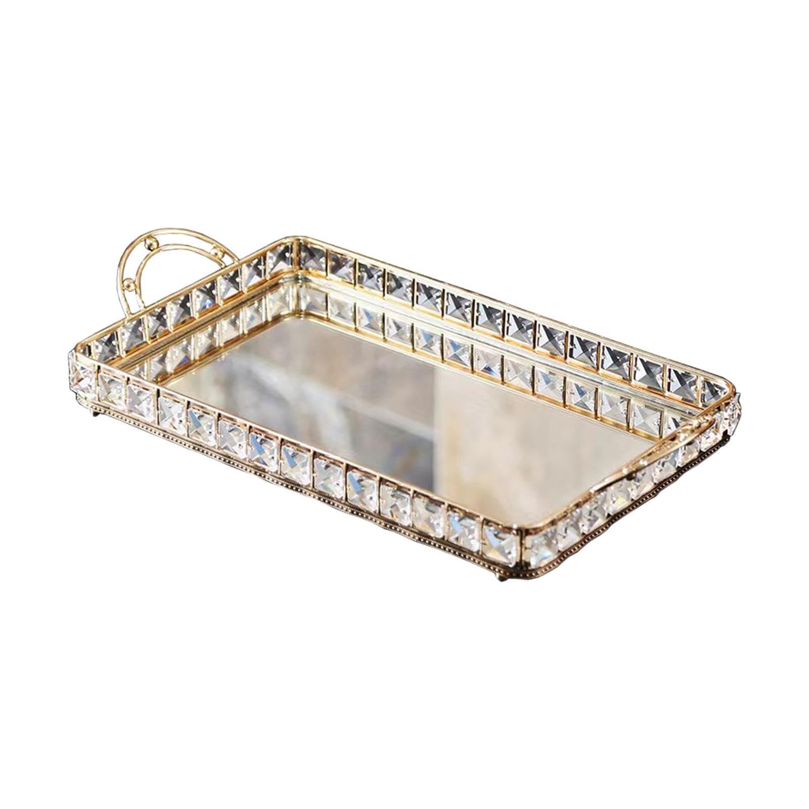 Bandeja de Espejo Elegante, Bandeja de Maquillaje, Adorno de joyería para la encimera de la Sala de Estar y decoración del Dormitorio. Perfume Hecho, 40x21x7cm