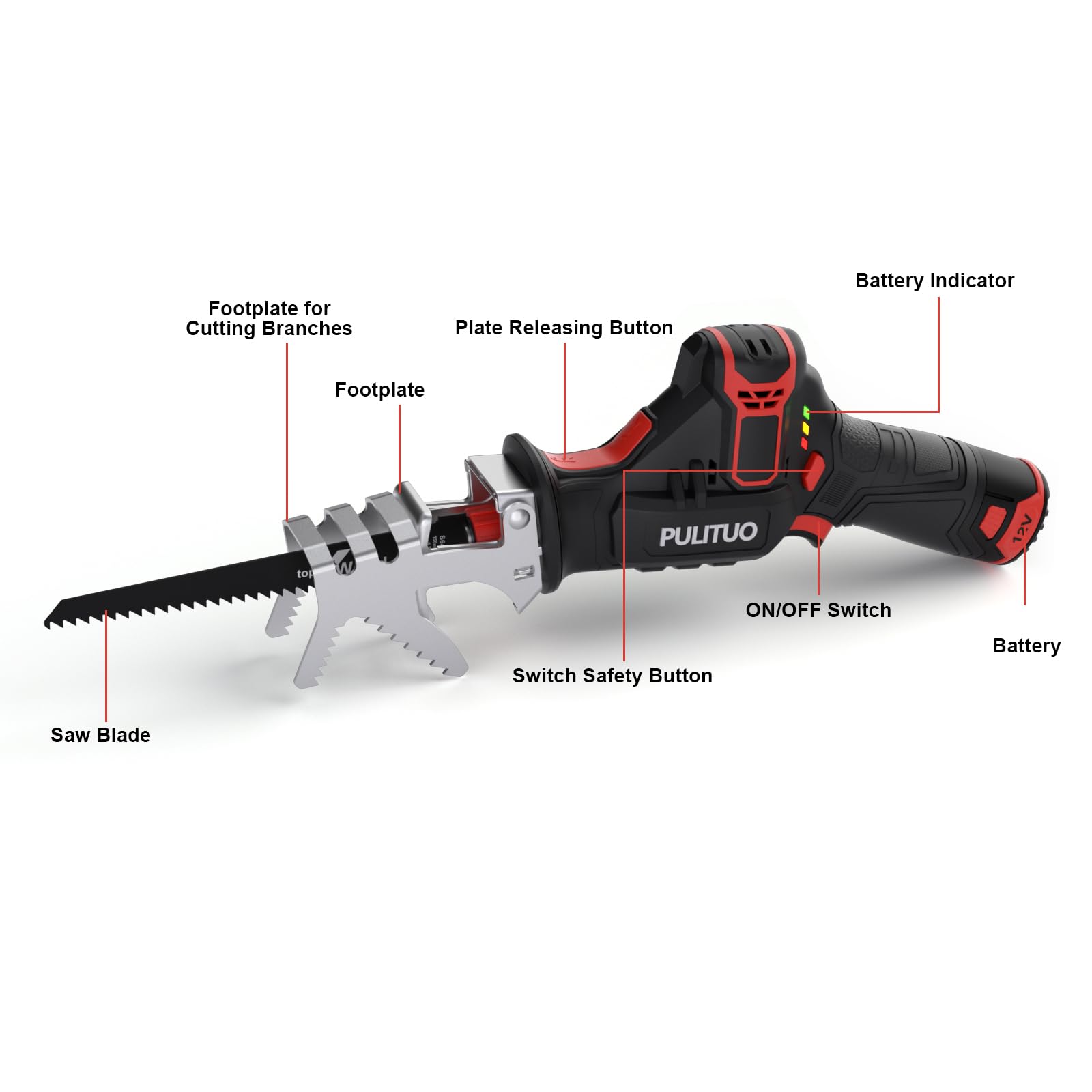 PULITUO Cordless Reciprocating Saw, 3000SPM Sawzall Cordless with