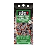 Weber Grill-Briketts aus Kokosnussschalen (2kg Sack), leistungsstark, für Lange und konstante Glut, ideal für längeres Grillen des Grillguts, 100% natürlich (18450)