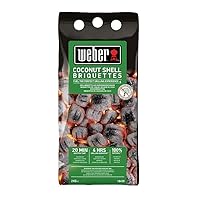 Weber Grill-Briketts aus Kokosnussschalen (2kg Sack), leistungsstark, für Lange und konstante Glut, ideal für längeres Grillen des Grillguts, 100% natürlich (18450)