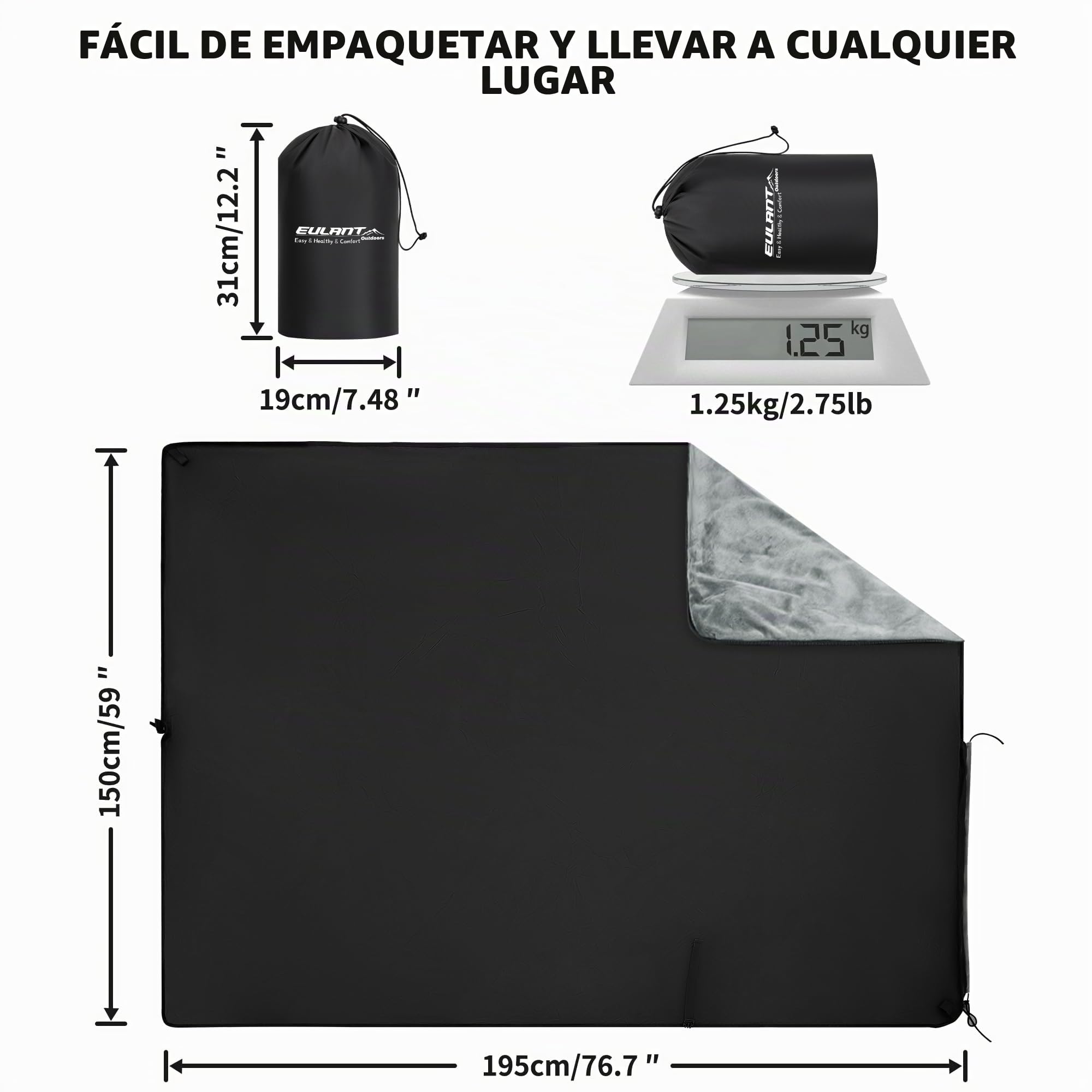 EULANT Manta Impermeable de Camping con Capucha, Poncho Ponible, Manta con Capucha para Ver Deportes y Mantenerse Caliente al Aire Libre/Coches, Versátil para Pícnic, Saco de Dormir, Capa Cálida