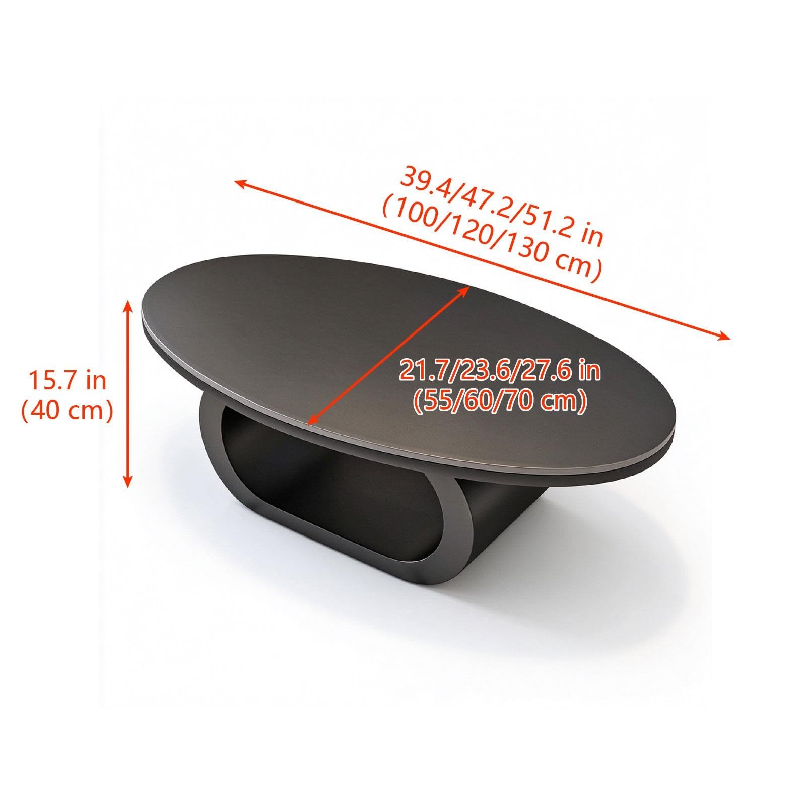 Mesa de Centro Ovalada, Diseño Moderno con Tablero de Piedra