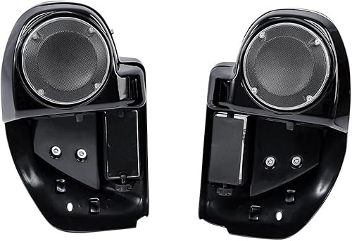 HR3 Bajos de carenado ventilados de color negro vivo a juego con cajas de altavoces de 6.5 pulgadas compatibles con Harley Road King 2014 y