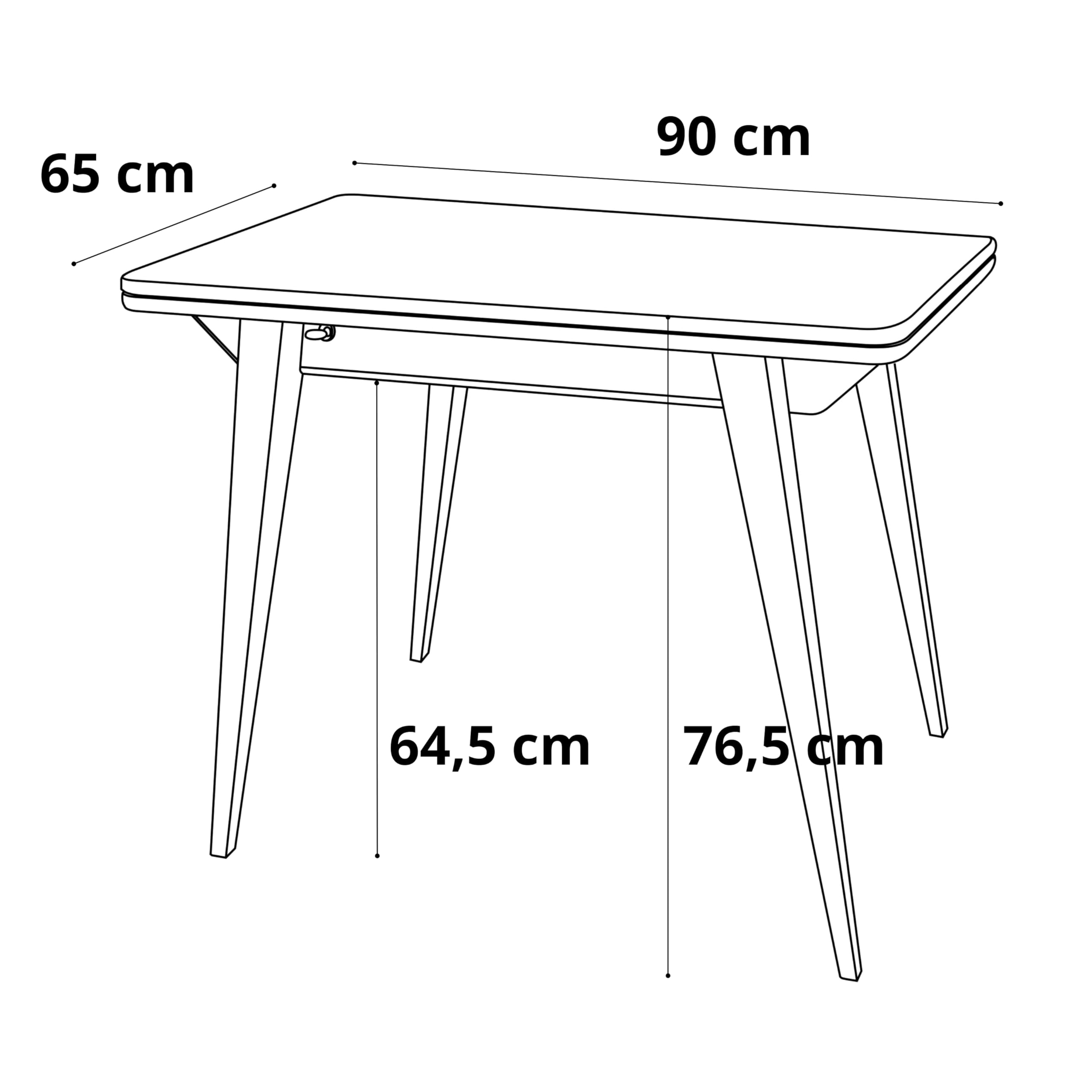 Ragaba Envelope - Mesa de comedor plegable (90/130 x 76 x 65 cm, madera FSC, para 4 a 6 personas, revestimiento antihuellas, revestimiento antiarañazos, ideal para cocina o comedor