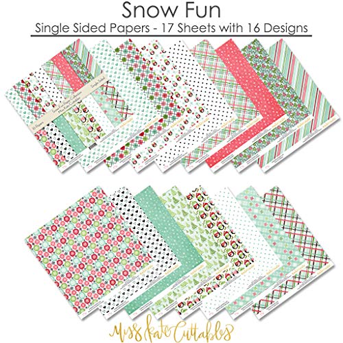 Pattern Paper Pack - Snow Fun - Scrapbook Premium Specialty Paper Single-Sided 12"X12" Collection Includes 16 Sheets - By Miss Kate Cuttables #TOP3