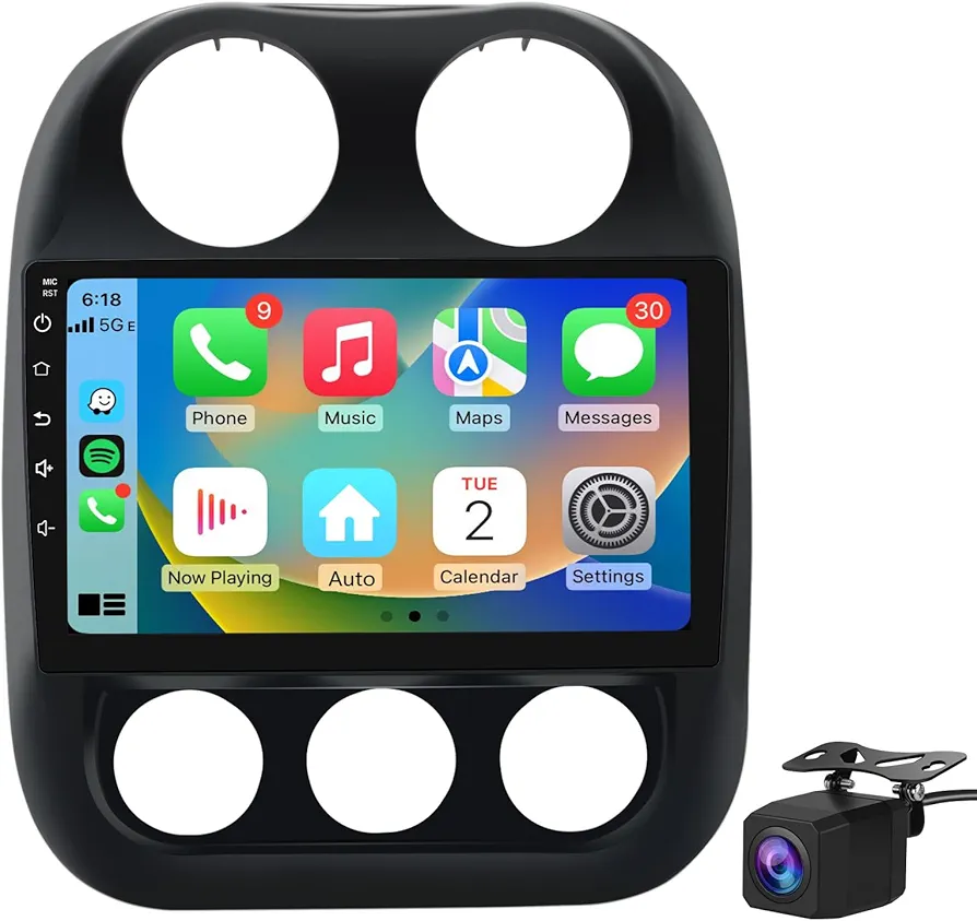 [2G+32G] Android 13 Car Radio Stereo for Jeep Patriot Compass 2010-2016 10.1 Touch Screen with Wireless CarPlay Android Auto/SWC/Bluetooth/WiFi + AHD Backup Camera