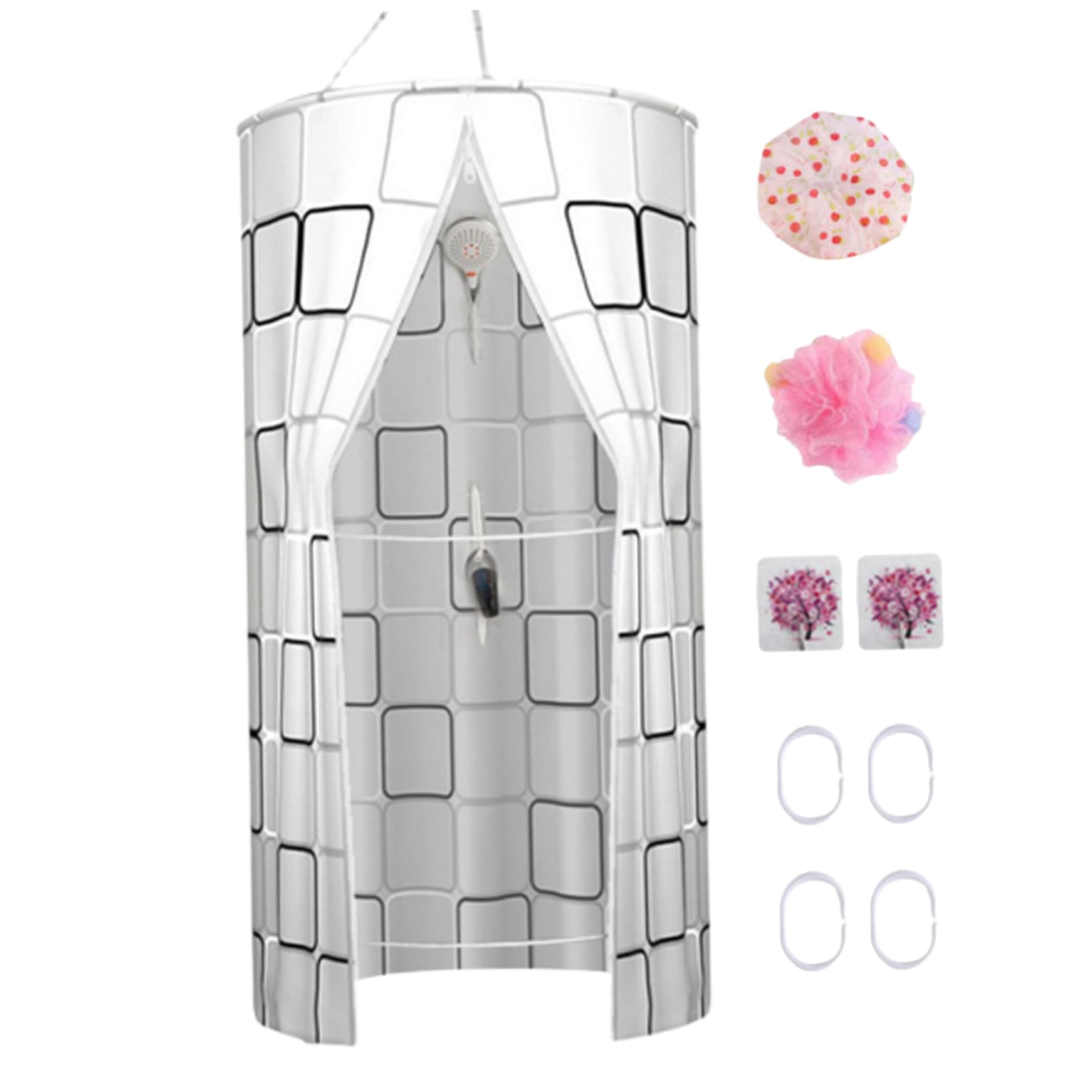 Winter Duschvorhang 39 x 79 Zoll, Kälteisolierung & Wasserdicht, Runder Dome Design mit Doppelreißverschluss, Hängender Winter Duschvorhang