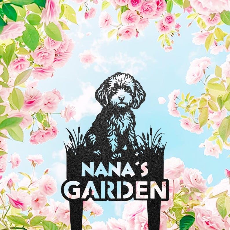 Personalised Poodle Metal Garden Sign, Pet Memorial Decoration