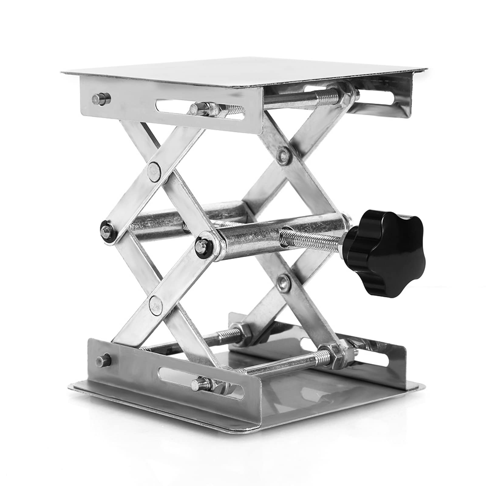 Lab Jack Scherenständer Scherenplattform Ständer Edelstahl 100X100Mm Lab Lift Hebebühnen Ständer Rack Schere Edelstahl