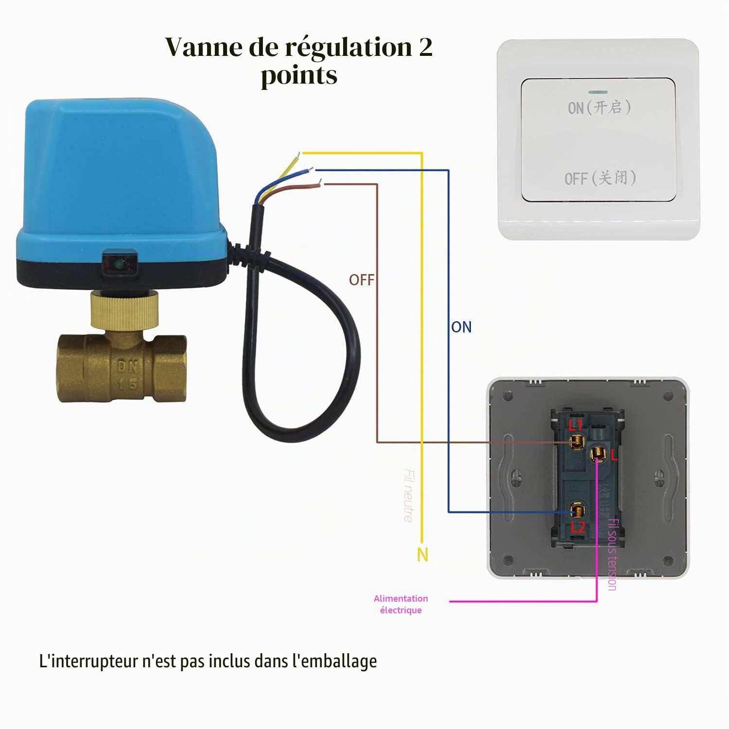 vanne motorisée 2 Voies 1/2 3/4 1 1-1/4 Pouce electrovanne AC220v Eau vanne Electrique