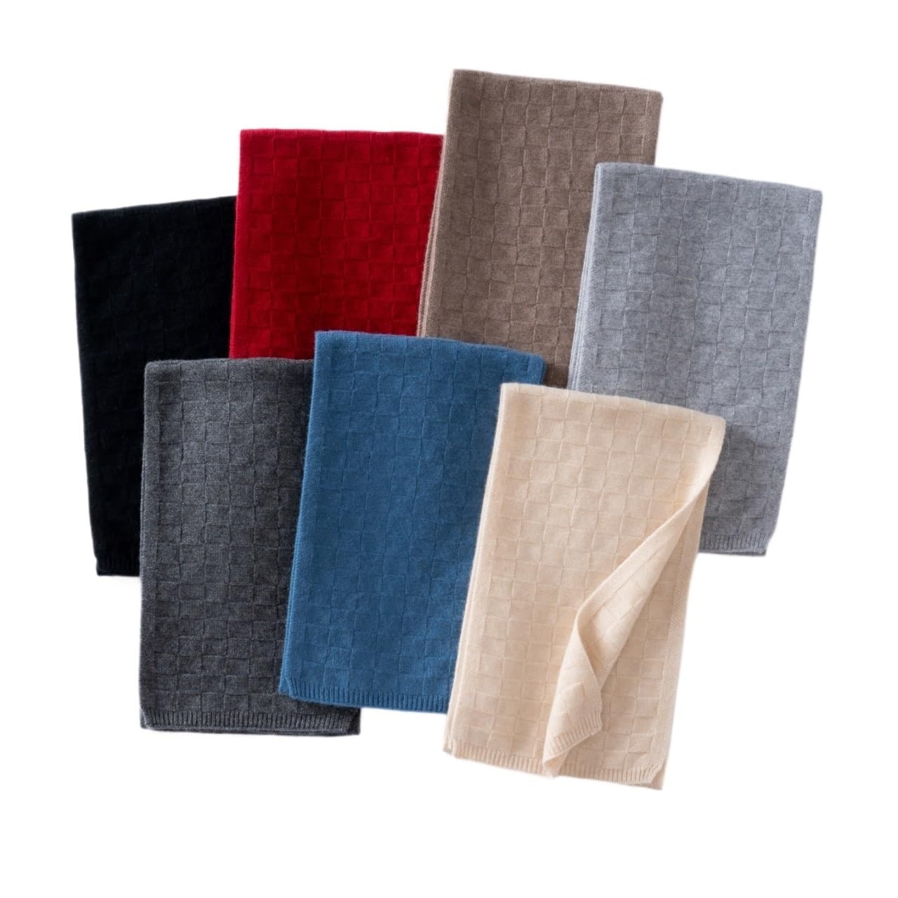 Sciarpa a quadri in vero cashmere, tinta unita, lavorata a maglia, calda, unisex, for uomo e donna Sciarpa(Camel)