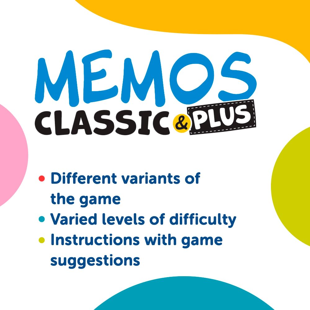 Trefl - Memos Classic & Plus, Logic - Edukacyjna Gra Pamięciowa dla Maluchów, Odnajdywanie Par Obrazków, Różne Warianty Zabawy, Klasyczna Gra Memory dla Dzieci od 3 lat