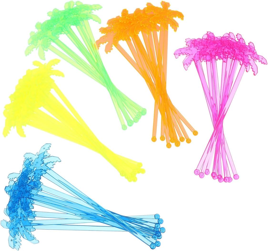 50pcs Colorful Plastic Cocktail Mixing Rods for Drinks and Juice