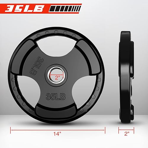 Miniatura 56 de RitFit Weight Plates for Barbell, 2-Inch Olympic Rubber Grip Plates for Weightlifting and Strength Training in Home & Gym, Single, Pair and Sets