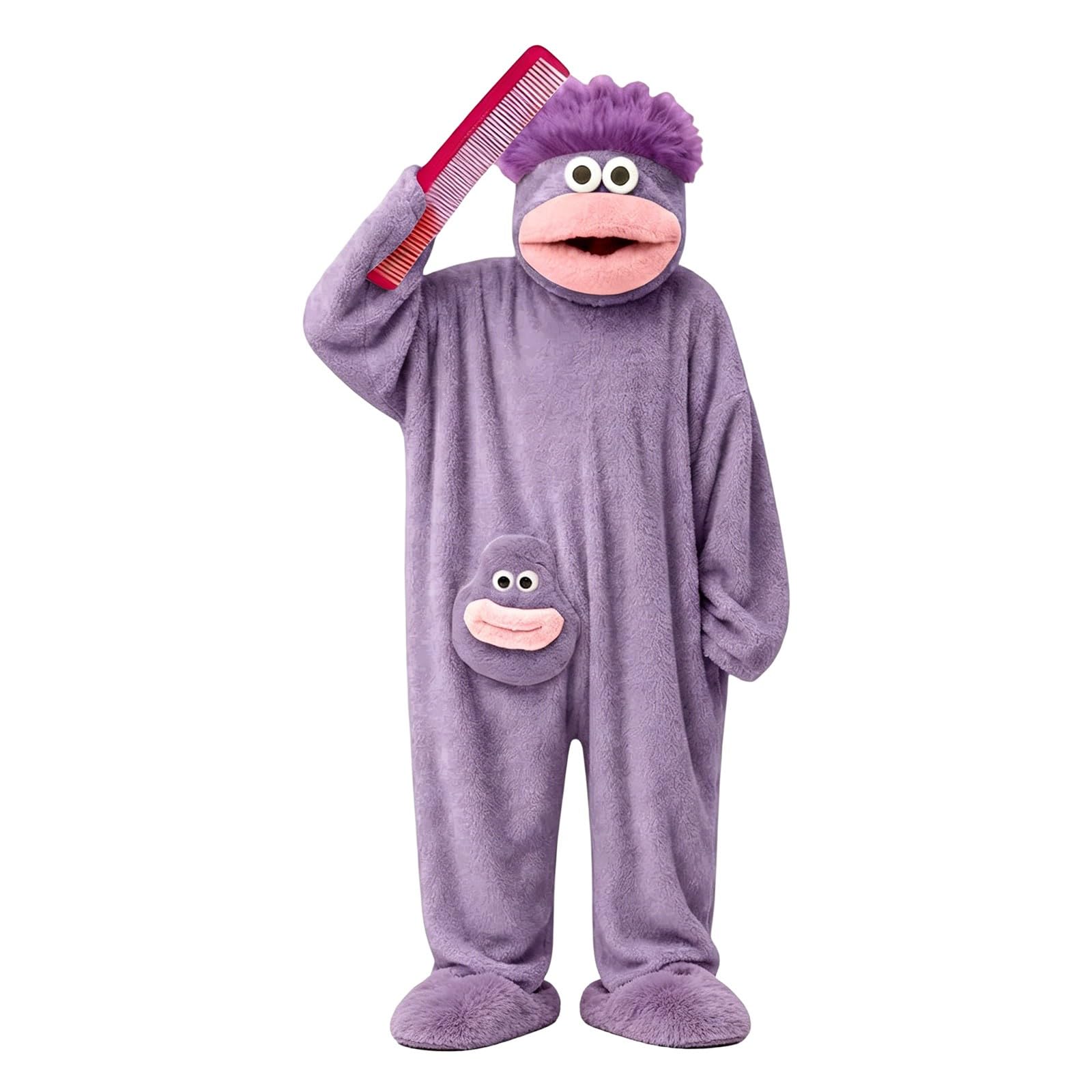 Funny Silly Onesie Kids Halloween Costume Hooded Jumpsuit Big Mouth Monster Funny Silly Onesie Kids Halloween Costume Hooded Jumpsuit Big Mouth Monster (A-4-Purple, 4-5 Years) — image 1
