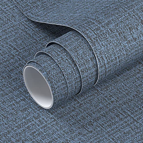 Voleaar Blue Grasscloth Contact Paper 15.7 X 393.7 Inches Peel And Stick Wallpaper Vinyl Film Self Adhesive Removable Waterproof Wall Paper For Wall Countertop Cabinet #TOP21